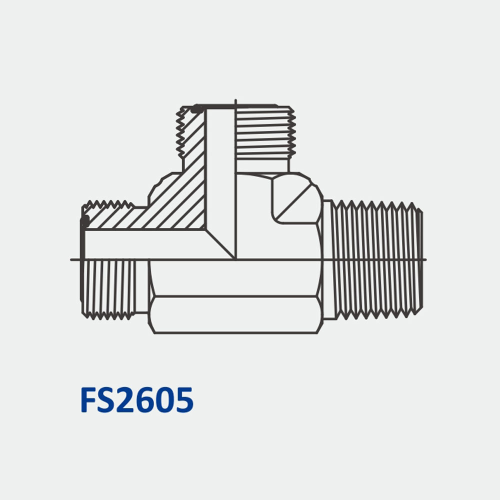 O-Ring Face Seal Fittings FS2605 MFS-MP-MFS Tee