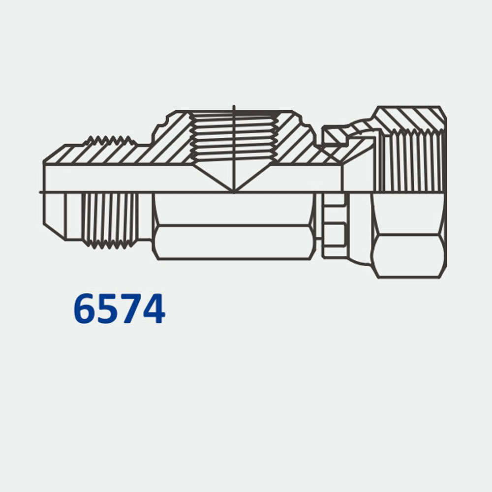 Tube Fittings & Adapters 6574 Test Point MJ-FJS Straight w/04 FP in HEX